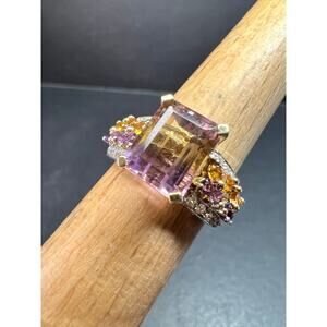 Ametrine Citrine Amethyst Ring 925 Vermeil SD Size 7